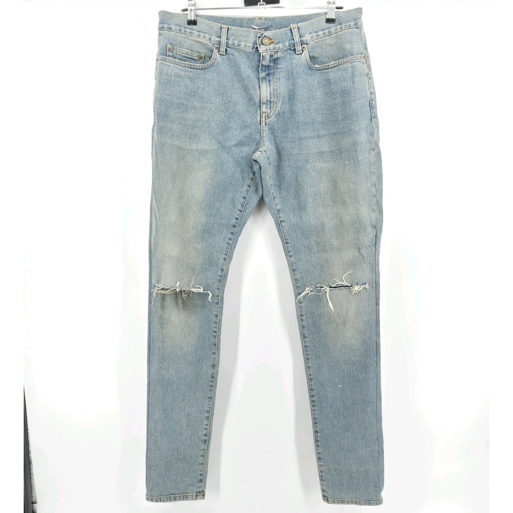 Saint Laurent Paris Jeans D02 M/Sk-LW - Men Size 34×32 - Skinny Jeans Distressed